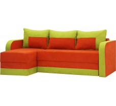 Кутовий розкладний диван з підлокітниками та м’якими подушками Вінтаж