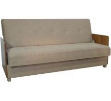Прямий розкладний диван з тонкими підлокітниками та коробом Мега Еко