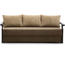 Прямой раскладной диван Николь с коробом для белья и деревянными подлокотниками