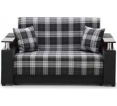 Прямой раскладной диван Техно с деревянными подлокотниками и подушками
