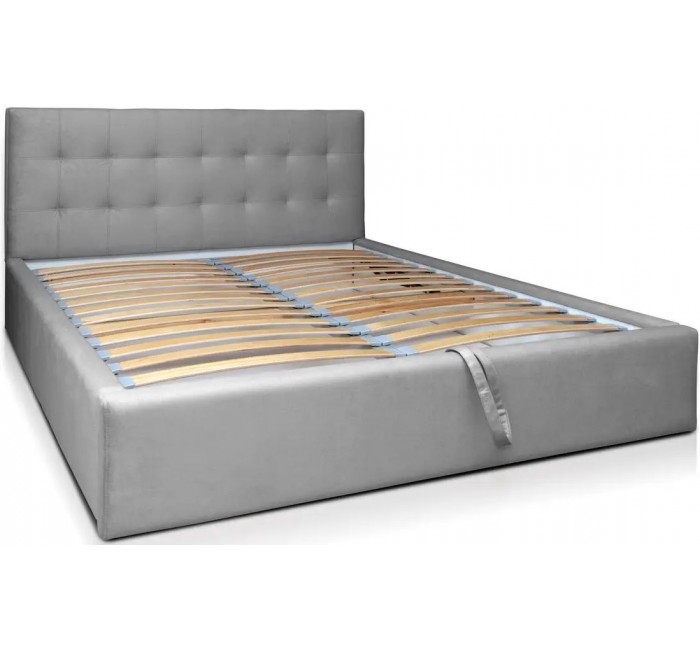 Двуспальная кровать Кисс с мягким изголовьем и нишей
