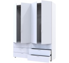 Розпашна шафа для одягу Гелар комплект колір Білий 2+2 ДСП 155х49х203