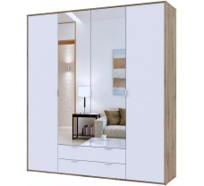 Шкаф для одежды Hugo цвет Тахо/Белый 2 ДСП/2 Зеркала 200х52х219