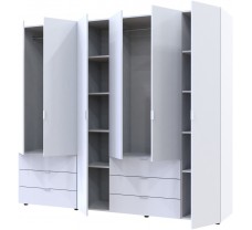 Розпашна шафа для одягу Гелар комплект колір Білий 2+4 ДСП 232х49х203