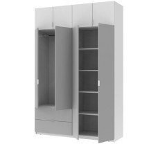 Шкаф распашной для одежды Лукас Белый/Серый 160х50х240
