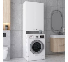 Белый шкаф для стиральной машины Лола со стеллажем ДСП 64х32х190