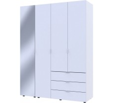 Четырехдверный зеркальный шкаф для одежды Doros Гелар Белый 3ДСП/Зеркало 155х50х204