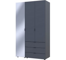 Трехдверный распашный шкаф для одежды Гелар Графит 2ДСП/Зеркало 117х50х204