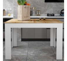 Розкладний кухонний стіл на ніжках Флінт Білий/Дуб Артізан 120(170)х80х78