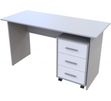 Стіл для офісу Т3 Сірий / Білий з трьома шухлядами