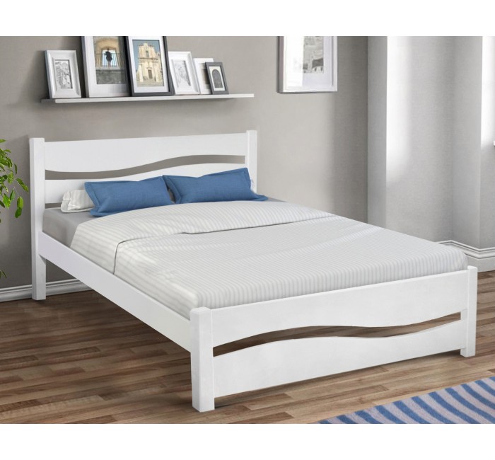 Белая двуспальная кровать Волна