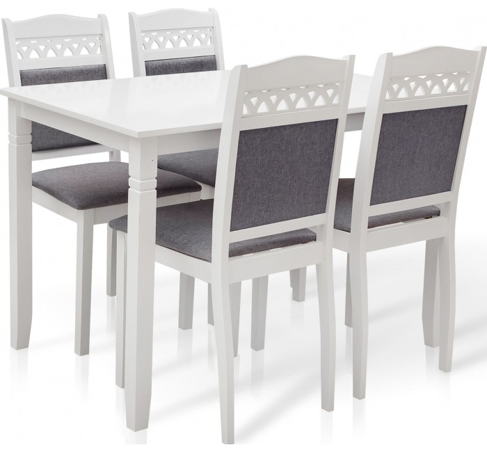 Білий обідній стіл з комлектом стільців Бродвей