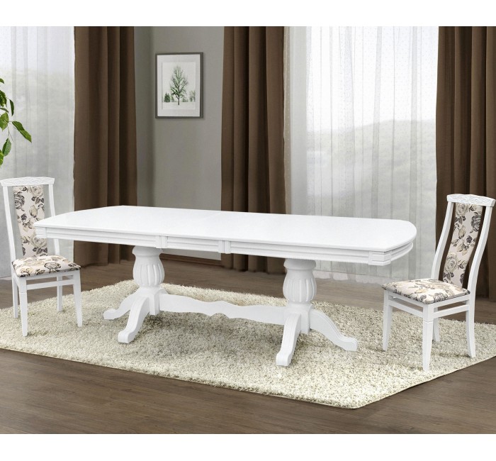Белый большой раскладной обеденный стол Цезарь