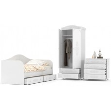 Набор из 3х элементов с платяным шкафом кроватью и комодом Ассоль