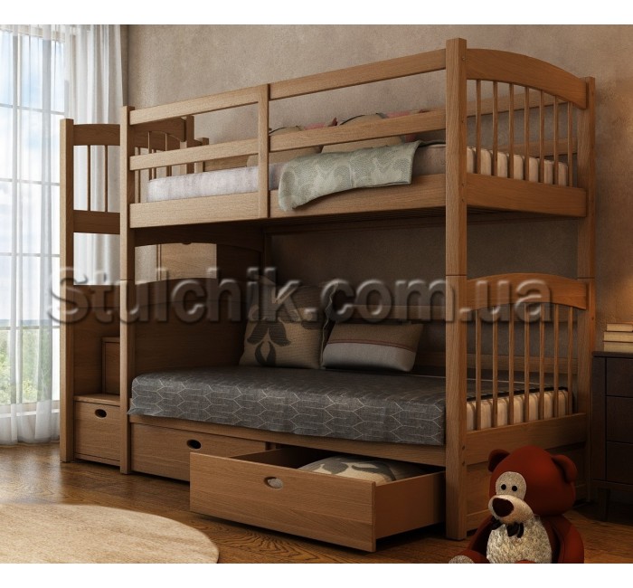 Двоярусне ліжко з драбиною-комодом Кирило