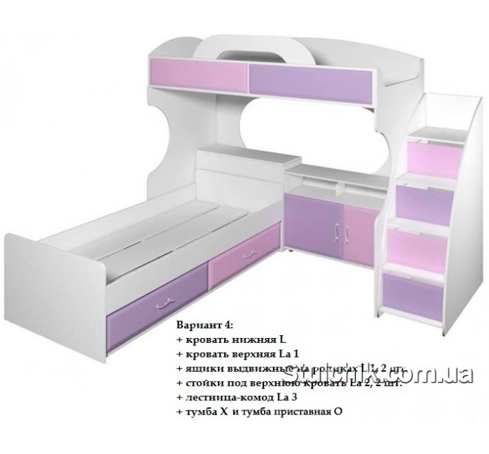 Двухъярусная кровать со шкафом Пионер вариант 5