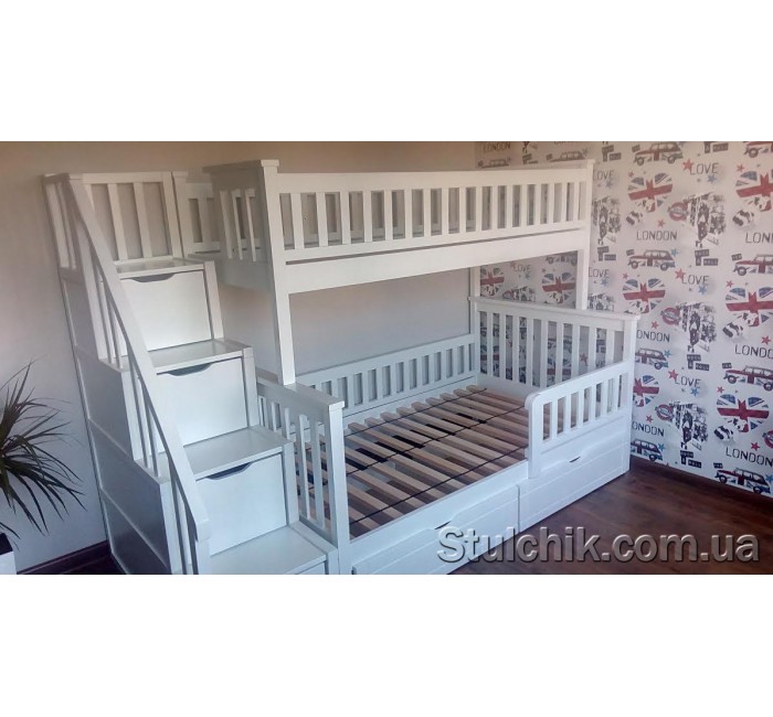 Двухъярусная кровать с лестницей-комодом Сонет