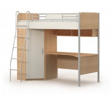 Кровать-чердак подростковая с угловым шкафом и столом Mega