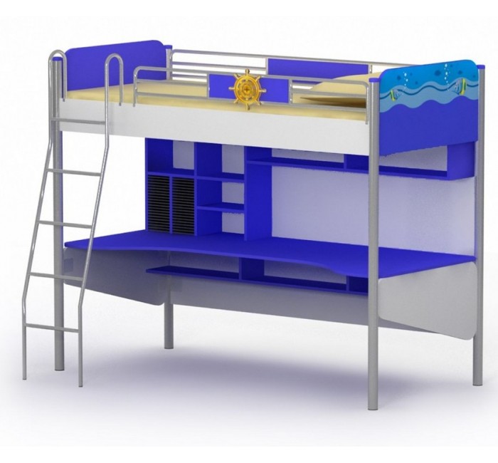 Кровать-чердак подростковая с рабочей зоной Ocean