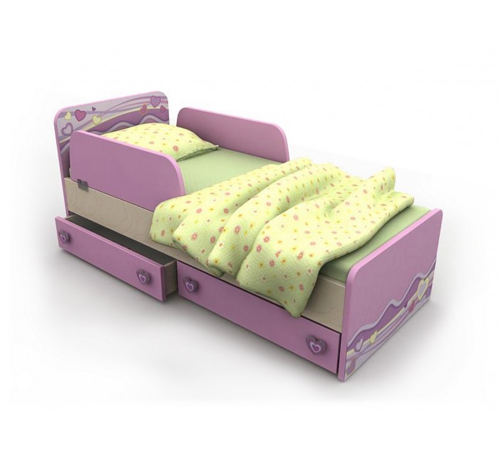 Детская кровать-трансформер от 0 до 12 лет со столиком и комодом Pink