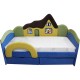 Дитяче синє ліжко з ортопедичним матрацом Будиночок 09K01