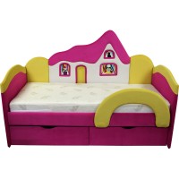 Детская розовая кровать Домик 09K03