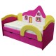 Детская розовая кровать Домик 09K03