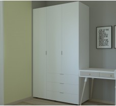 Распашной шкаф для одежды Гелар цвета Белый 3 ДСП 116х49х203