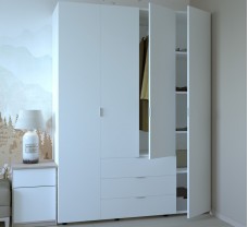 Распашной шкаф для одежды Гелар цвет Белый 4 ДСП 155х49х203