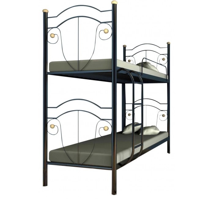 Двухъярусная металлическая кровать с ковкой Диана