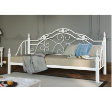 Ліжко-диван із металу з дерев'яними ніжками Леон